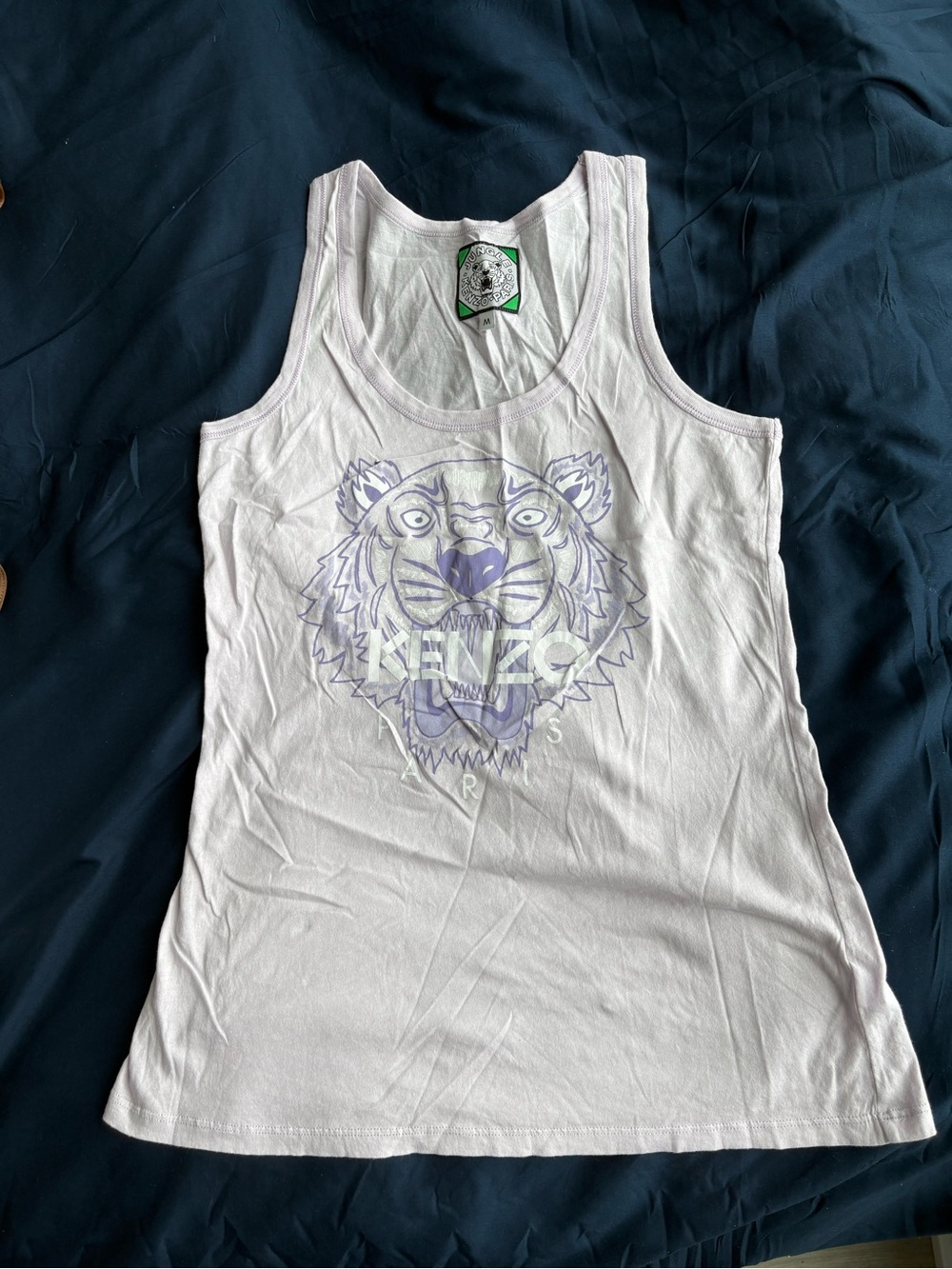 Authentic- Kenzo White Tank with Lavender Tiger Graphic- size M - Picture 4 of 6